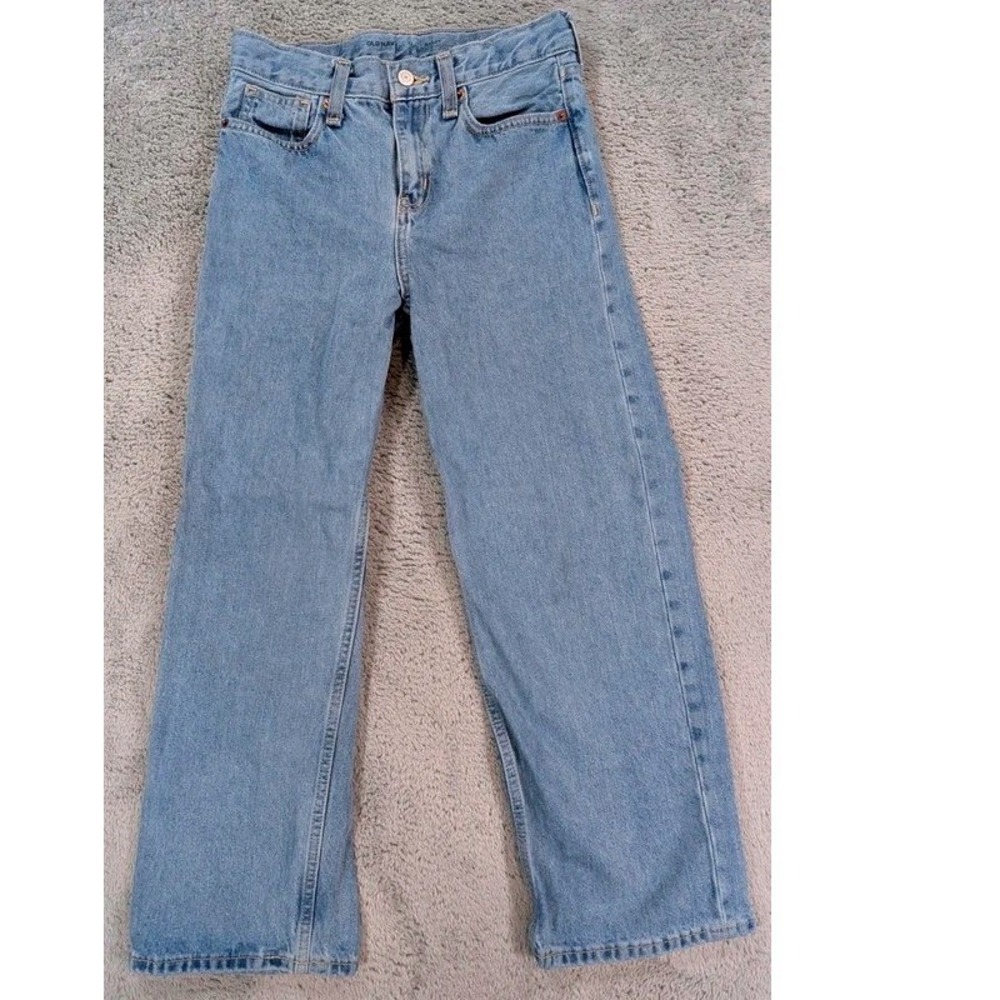 Old Navy Baggy Jeans Kids Size 12 Light Wash Blue Wide Leg Adjustable Waist